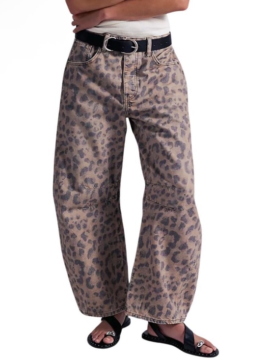 We The Free Pants - We The Free Leopard Print High-Waist Jeans
